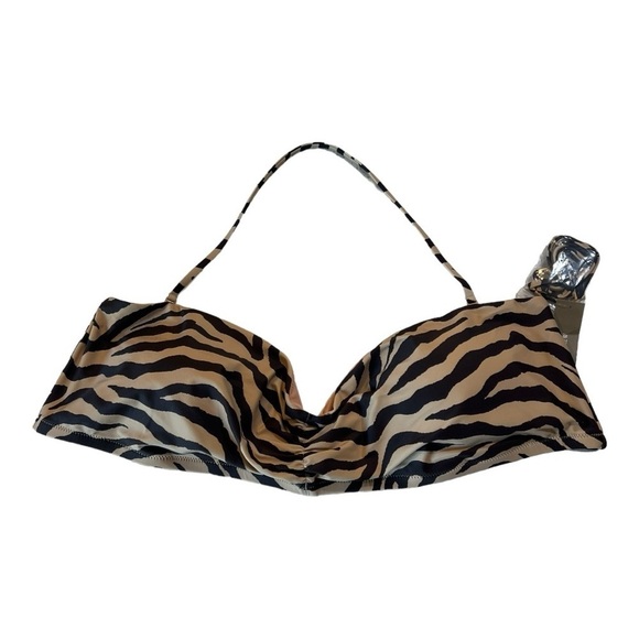 J. Crew Womens Bandeau Bikini Swim Top Separate in Zebra Stripe Beige Brown NEW - Picture 7 of 14
